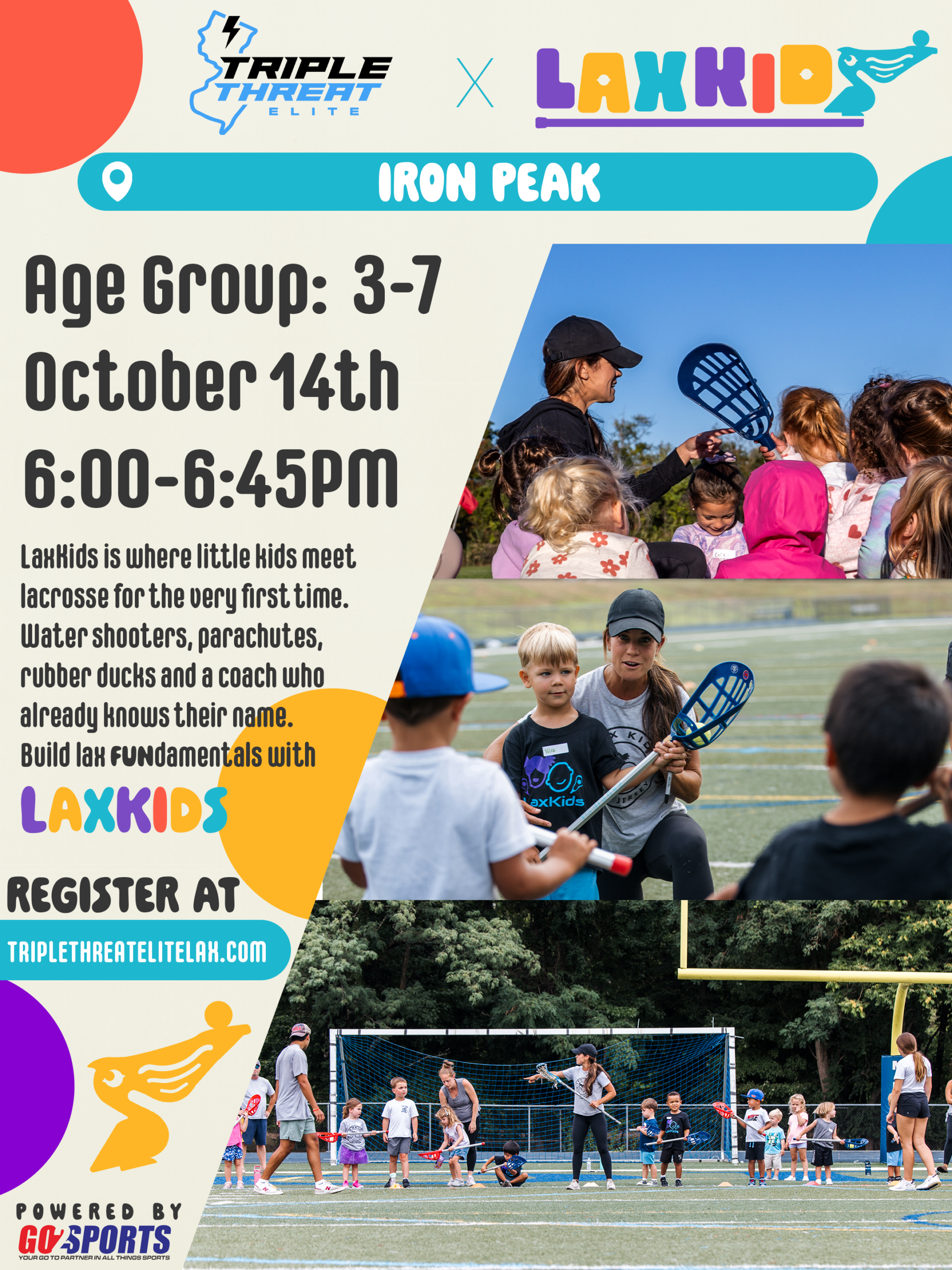 Triple Threat Elite LaxKids youth lacrosse clinic for 2037 through 2041 players at Iron Peak Sports and Events